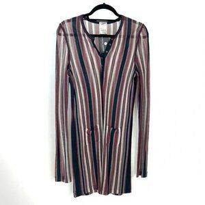 Chanel 06/C Burgundy Striped Buttoned-Henley Tunic